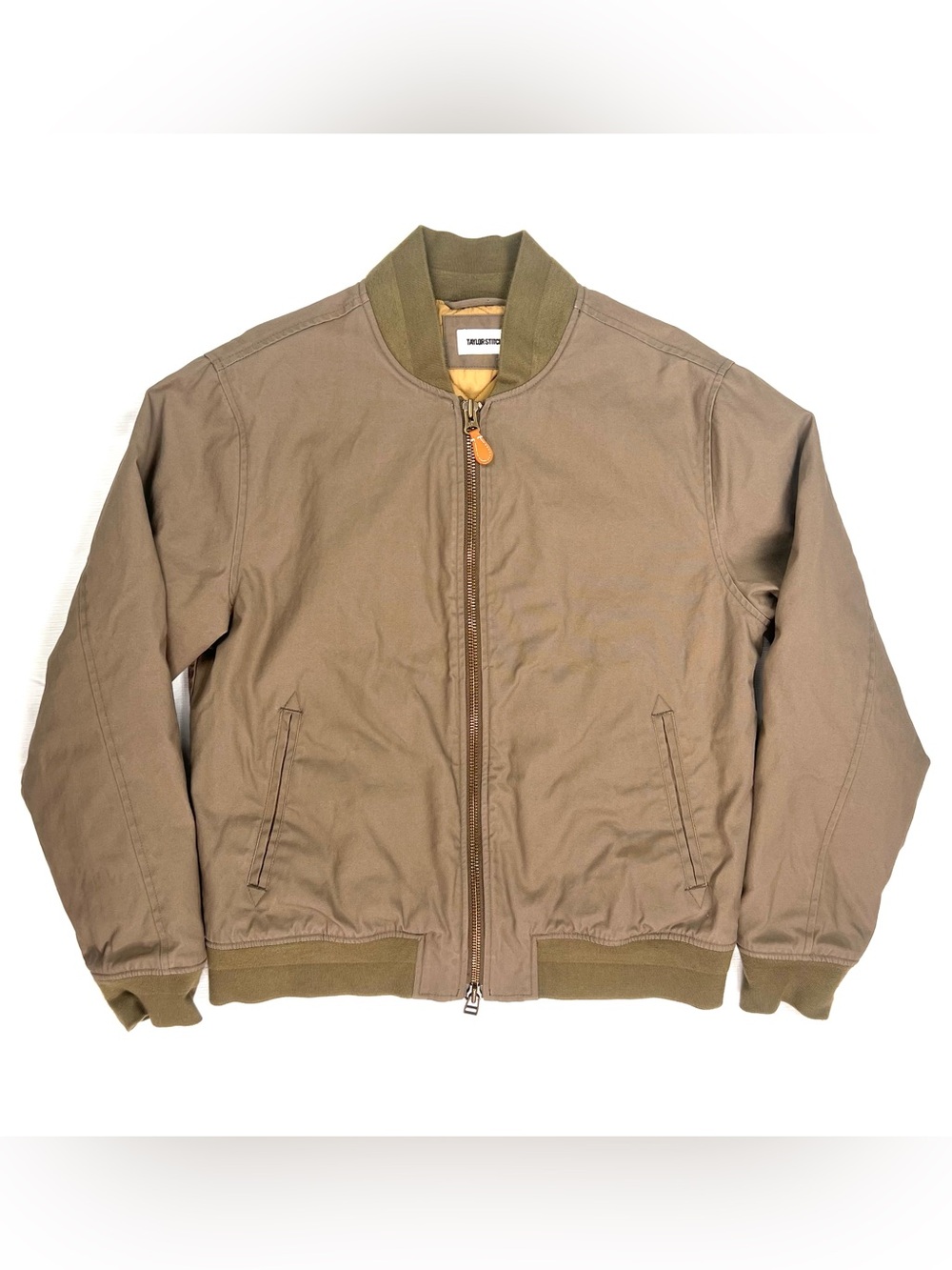 Taylor Stitch Insulated Bomber Jacket Men's 42 Brown Dry Wax Full Zip Pockets